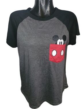Disney Mickey Pocket Graphic Raglan Tee In Grey And Black Size XL Junior